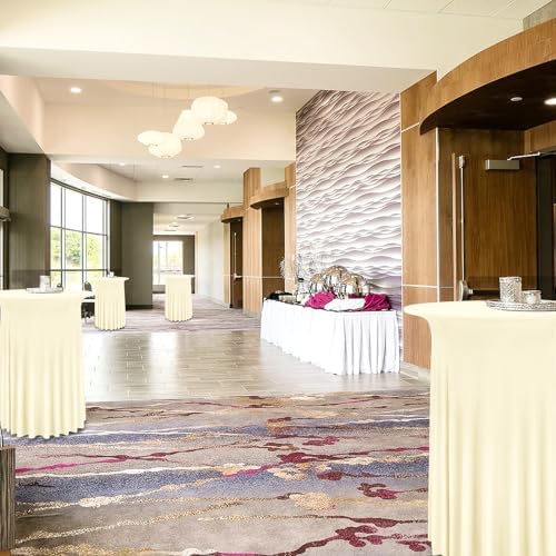 4 Packs Beige Round Cocktail Table Skirt 32"x 43" - Image 5