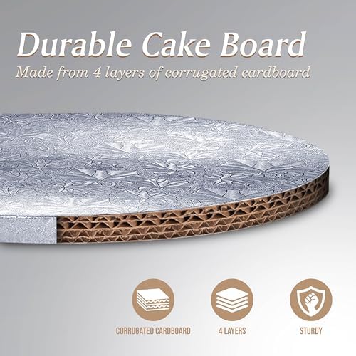 Cakebon Cake Boards 10" Silver Round Cake Drums 1/2" Thick Smooth Edge 12Pk | 10 Inch Cake Drum, Cake Drums 10 Inch, Base para Pastel, Cake Rounds, Cake Base Board, Cake Boards 10 Inch Round - Image 3