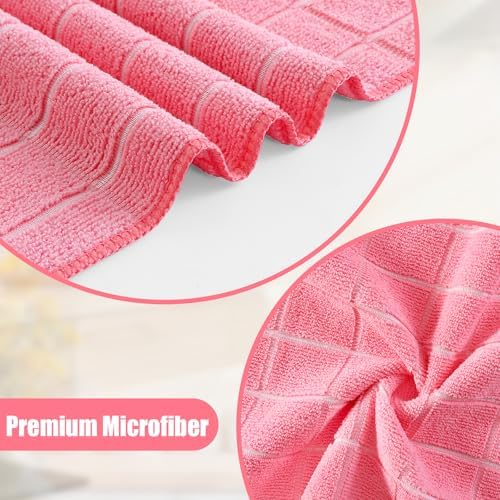 Homaxy Microfiber Kitchen Towels and Dishcloths Sets, 12 Pack, Pink - Image 2