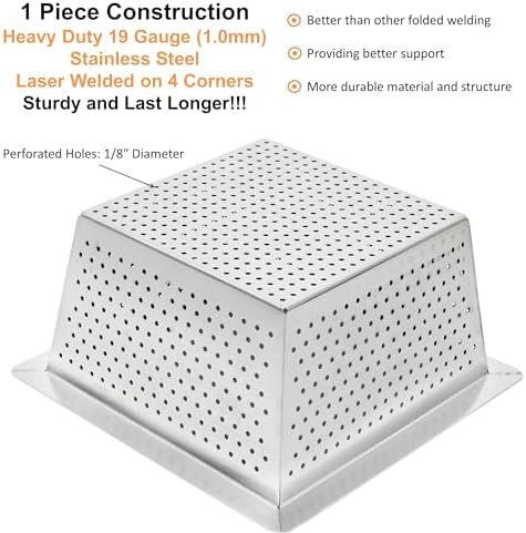 Leyso Stainless Steel Floor Sink Top Hang Basket Strainer Sink Drain Cover 10" x 10" x 4-3/4" for Kitchen, Restaurant, Bar, Buffet (4-3/4"H SS x 4) - Image 3