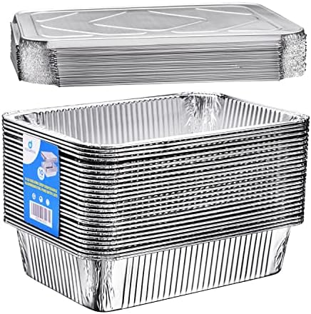 Diplastible 11x7 Disposable Aluminum Pans with Covers - 10 Pack - Pan with Foil Lids Perfect for Baking Cooking Food and Storage Container by Diplastible