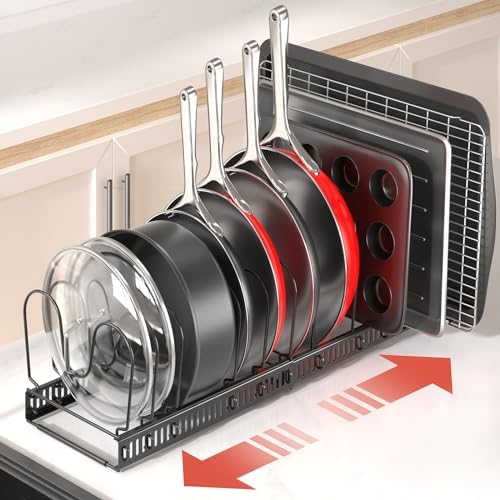 ORDORA Pots and Pans Organizer under Cabinet, 11.8-22.8" 12 Dividers Black - Image 2