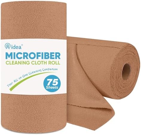 AIDEA Microfiber Cleaning Cloth Roll-75PK, Paper Towels 11.5"×11.5", Brown by AIDEAHOME