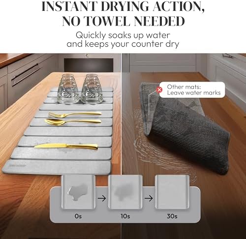 Foldable Kitchen Drying Stone, Stone Drying Mat for Kitchen Sink, 24" x 16" - Image 2