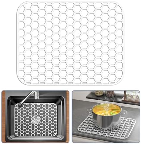 Bestjing Silicone Sink Protectors for Kitchen Sink - 16.65"x12.2" White by Bestjing