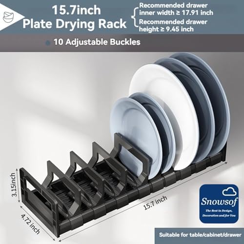 Dish Drying Rack, Stainless Steel Adjustable Bowl Plate Drainer, Pot Lid Holder, Cabinet Organizer for Cutting Boards, Cooling Racks, Pots & Pans (15.7 inch) - Image 2