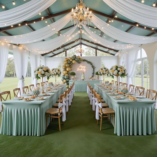 6 Pack Sage Green Spandex Tablecloths for 6 Foot Rectangle Tables, Wrinkle Free Stretchy Table Cloths 6ft Fitted Table Cover DeskSkirt for Weddings Birthday Party Banquet Baby Shower - Image 4