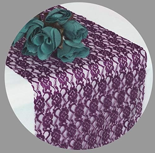 VDS Pack of 12 Floral Lace Table Runners Centerpiece Cloth Linen for Wedding Bithday Graduation Engagement Ceremony Events Party Banquets Table Decoration (12x108 inch) (Eggplant) - Image 2