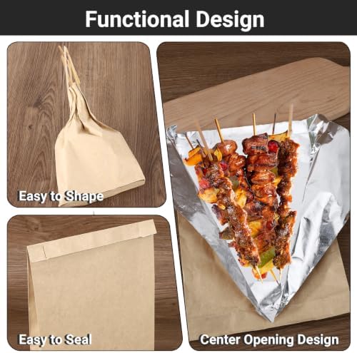 EUSOAR Foil Sandwich Bags, 400 Pcs 6.3"x10.3"x1.6" Brown Disposable Food Storage Hot Dog Wrappers Bag, Hot Sandwich Wrapping Buger Sack Serving Bag Burger BBQ Take-out Bags Grease Kitchen Bags - Image 6