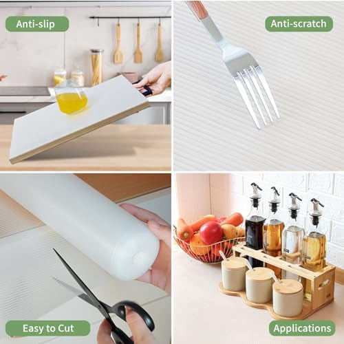 Shelf Liners 32 inch x 20 ft Shelf Liners for Kitchen cabinets nonstick Shelf Lining Drawer Mats EVA Protector for Cupboard (Clear Ribbed,32 inch x 20 ft) - Image 3