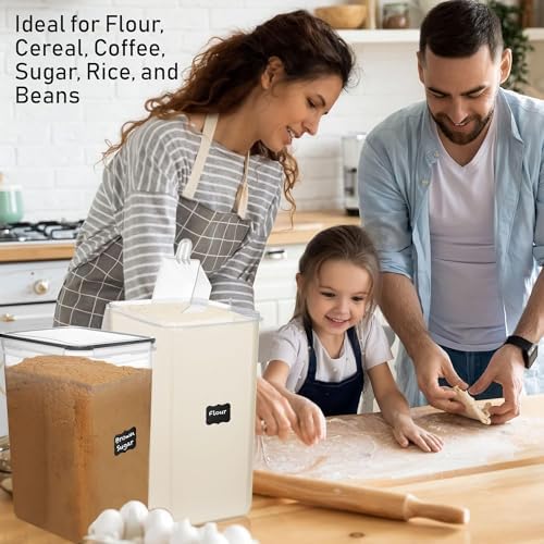 2 PC [8.5L / 287 Oz] Extra Large Airtight Food Storage Containers + 2 PC [6.5L / 220 Oz] Large Flour Sugar Storage Containers - BPA Free Plastic Containers for kitchen Essentials - Image 5