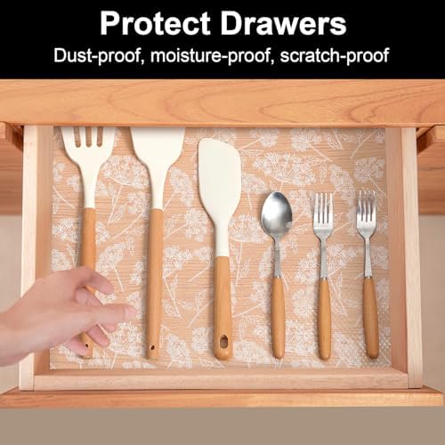 Cooyes Shelf Liners for Kitchen Cabinets, Refrigerator Liners Waterproof & Oil-Proof Kitchen Cupboard Liner Drawer Mats EVA Material Non Adhesive Fridge Liner for Shelves（11.8" W x 360" L） - Image 2