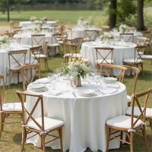 sancua Round Tablecloth, 108 Inch, White - Image 4