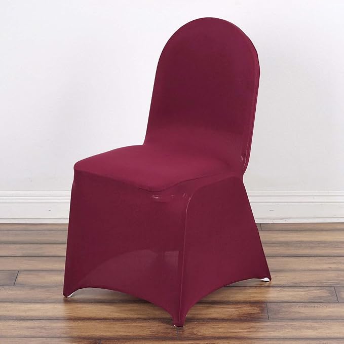 Tableclothsfactory 100PCS Burgundy Stretchy Spandex Fitted Banquet Chair Cover Dinning Event Slipcover for Wedding Party Banquet Catering by TABLECLOTHSFACTORY