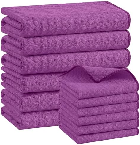 Homaxy Microfiber Kitchen Towels and Dishcloths Sets, 12 Pack, Purple by Homaxy