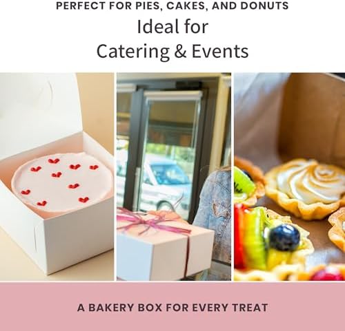 Reversible Bakery Boxes 12 x 12 x 6 in, No Window Lock Corner Tall Cake Boxes with Front Tuck Lock & Side Clips, Ideal for Layer Cakes, Kraft or White Exterior, Microwavable, 50 Pack - Image 4