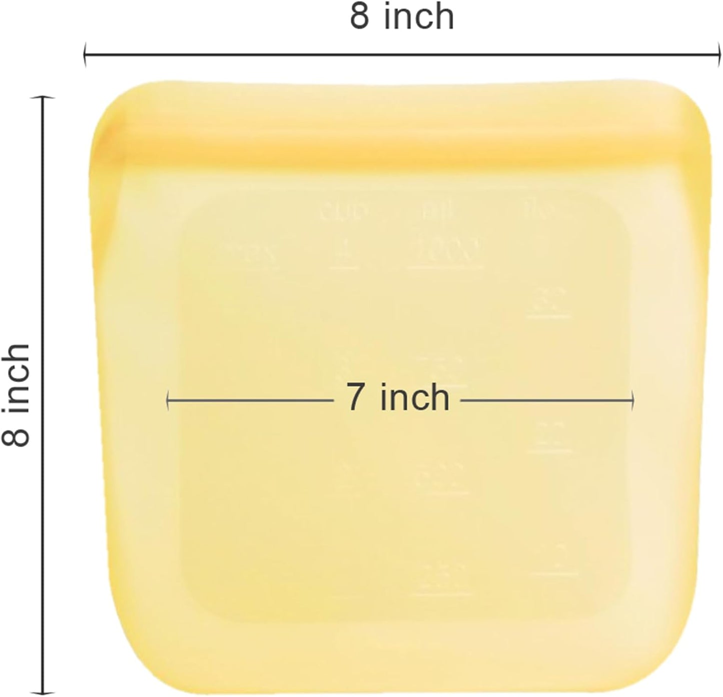 purifyou Set of 5 Reusable Silicone Storage Snack Bags 6oz / 16oz / 32oz / 64oz Self-Seal Food Storage Container for Fruits, Vegetables, Sandwiches, Dishwasher Safe & Leak-free (PastelYellow, 32oz)