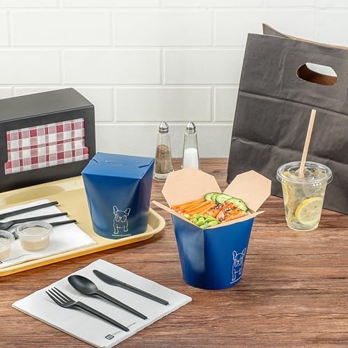 Bio Tek 4 x 3.5 x 4.5 Inch Food Containers, 50 Noodle Takeaway Boxes - Disposable, Sturdy, Frenchie Paper 32 Ounce Take Out Boxes, Round, For Hot Or Cold Foods - Restaurantware - Image 6