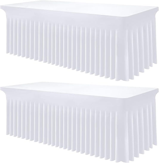 Smiry 2 Pack Spandex Elastic Fitted Table Cloth Skirt for 5FT Table by Smiry