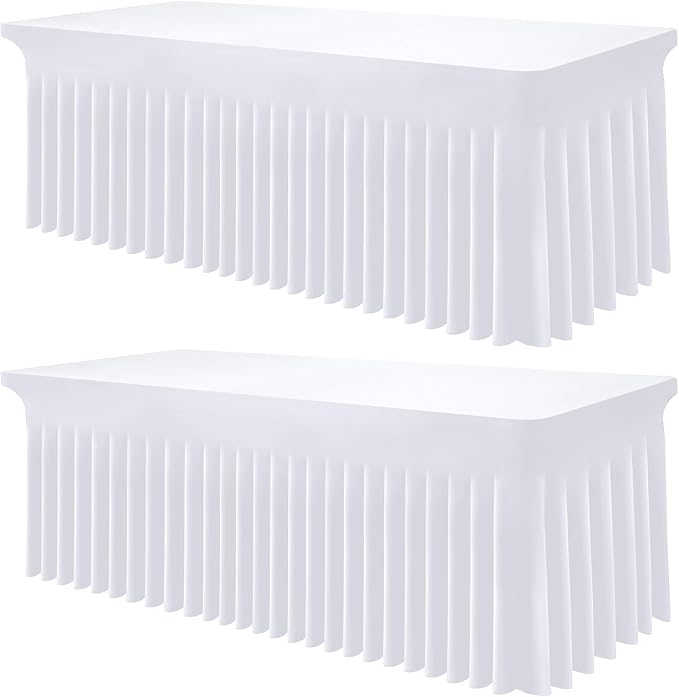 Smiry 2 Pack Spandex Elastic Fitted Table Cloth Skirt for 4FT Table by Smiry