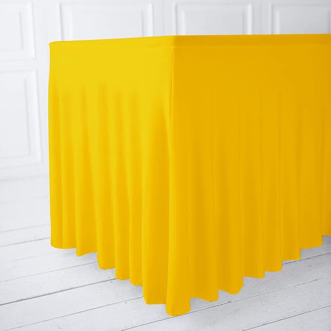 ManMengJi Yellow Spandex Table Cover 6FT 2Pack, Stretch Cloths with Skirts for Rectangle Tables, Wrinkle Resistant Stretchable Tablecloth for Weddings, Parties, Vendors - Image 6