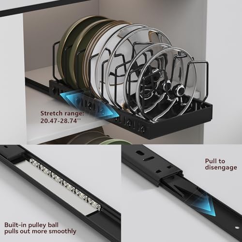 Pull Out Pot Lid Organizer, Cabinet Pan Rack, 10 Dividers - Image 5