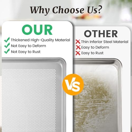 6 Pack Full Size Perforated Aluminum Baking Sheet, 26 x 18 in | NSF, Aluminum Commercial Cookie Sheets, Non-Stick, Oven Safe Up to 500℉ - Image 4