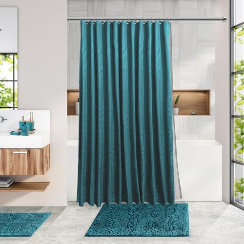 Clara Clark Teal Bathroom Set, Shower Curtain Set, Bathroom Accessory Set - Image 6