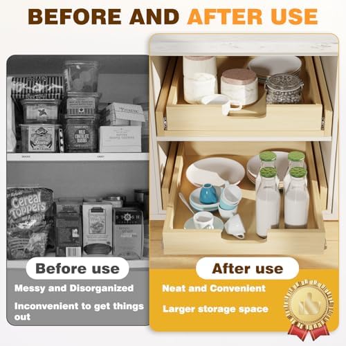 Pullout Cabinet Organizer, 11''W×21''D×3''H Slide Out Shelves for Kitchen Cabinets, Pull out Drawers for Kitchen Cabinets, Pantry, Bathroom, & Storage Organization - Image 4