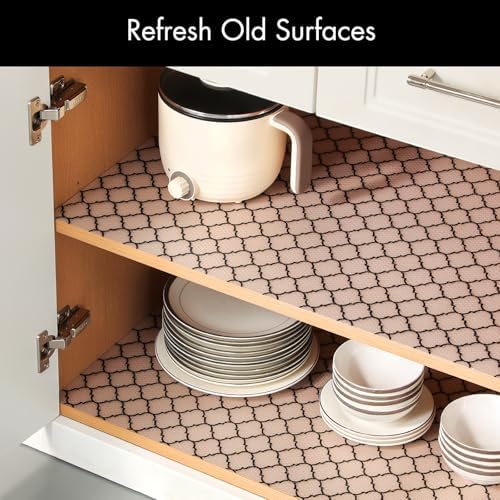 Cooyes Shelf Liner, Non Adhesive Drawer and Cabinet Liner, EVA Washable Oil-Proof Shelf Paper for Kitchen Cabinets, Refrigerator, Storage, Desks with Modern Pattern - Image 5