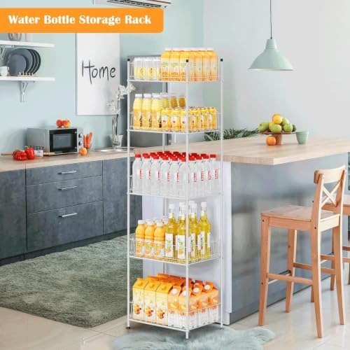Water Bottle Organizer 5 Tier Water Bottle Storage Rack Beverage Organizer for Pantry, Metal Bottled Water Drink Holder, Large Capacity Soda Can Organizer for Kitchen Party - Image 4