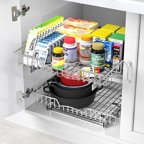Simple Houseware Under Cabinet Pull Out Sliding Shelf Drawer, 18Dx17W - Image 5
