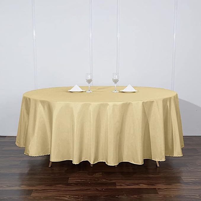 Balsa Circle 6 pcs 108 inch Champagne Round Polyester Tablecloths Fabric Table Cover Linens for Wedding Party Banquet Reception Events Kitchen Dining - Image 3