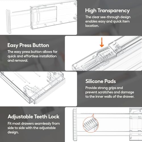 Lifewit 4" High Upgrade Drawer Divider, Adjustable Drawer Organizer Clothes - Image 5