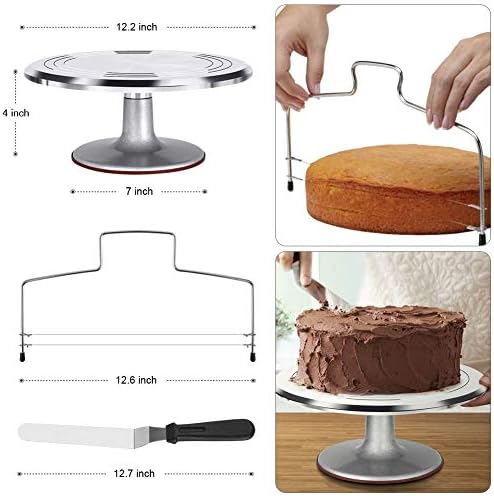 Kootek 11 Inch Rotating Cake Turntable with 2 Icing Spatula and 3 Icing Smoother and 22 Pcs Cake Decorating Kit - Image 7