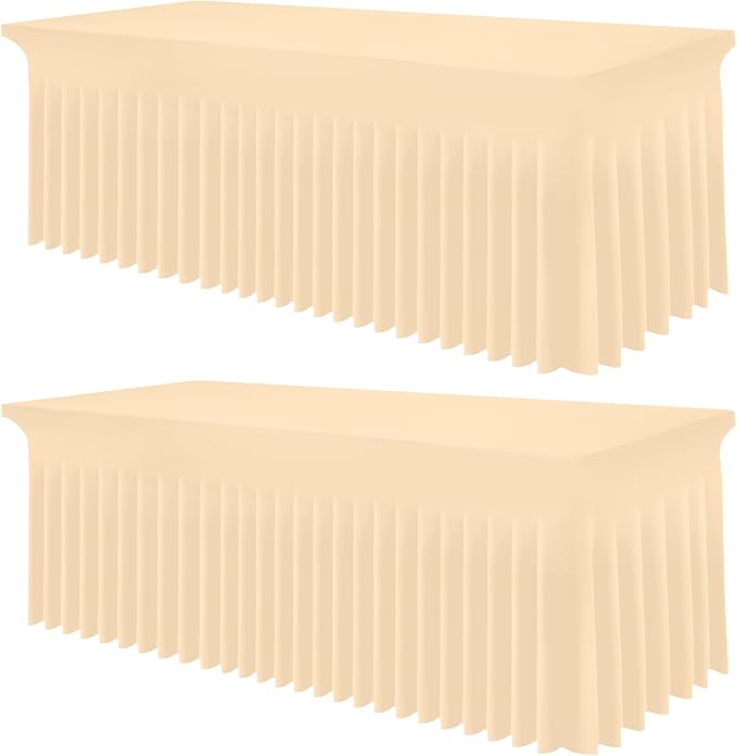 Smiry 2 Pack Spandex Elastic Fitted Table Cloth Skirt for 8FT Table by Smiry