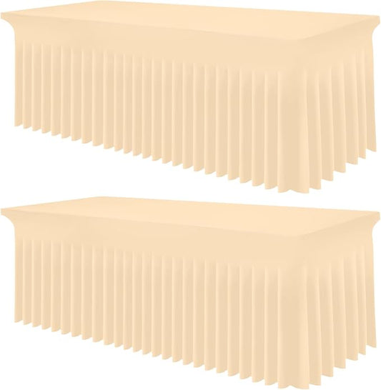 Smiry 2 Pack Spandex Elastic Fitted Table Cloth Skirt for 8FT Table by Smiry