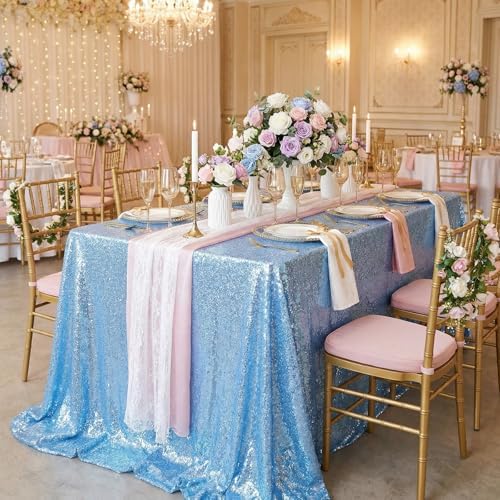 Sequin Tablecloth 60"x102" Sparkly Party Table Cloth Seamless Table Overlay - Image 2