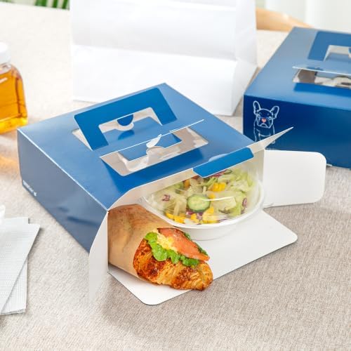 Restaurantware-Cater Tek 9 x 9 x 3.5 Inch Cake Boxes, 50 Take Out Containers - Display Window, Pop-Up Handles, Frenchie Paper Pastry Boxes, Grease Impermeable, Shipped Flat - Image 3