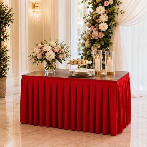 Surmente 14ft Red Table Skirt for 6-8 Foot Rectangle Tables - Image 4