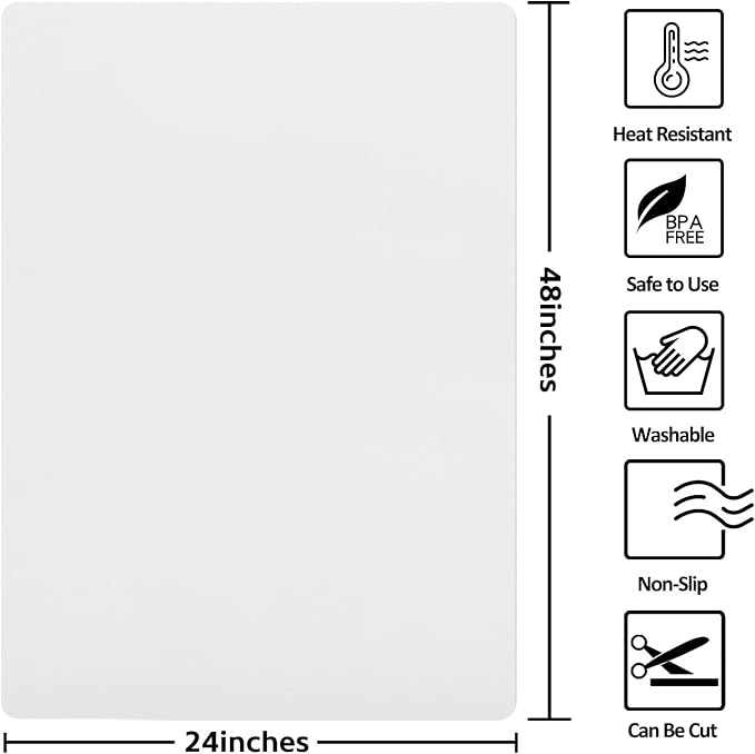 Silicone Mat Heat Resistant Mats for Countertop, Multipurpose Large Silicone Mats for Crafts Kitchen Workbench Size 48x24 inches Thick 2mm,Rolled Package,Translucent - Image 2