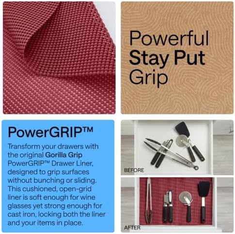 GORILLA GRIP powerGRIP Drawer Shelf and Cabinet Liner, 12" x20', Red - Image 3