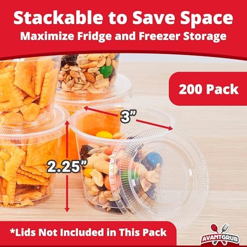 Leakproof, BPA Free 5.5 oz Souffle Cups 200 PK. Stackable Portion Containers for Sampling, Salad Dressing, Sauces, Jello Shots. Plastic Food Prep Supplies for Restaurant, Cafe, Catering, Deli, Party - Image 5