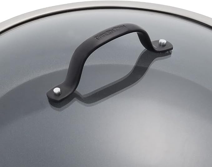 GreenPan Venice Pro Noir Tri-Ply Stainless Steel Healthy Ceramic Nonstick 12" Frying Pan Skillet with Lid, Matte Black Handle, PFAS-Free, Multi Clad, Induction, Dishwasher Safe, Oven Safe, Silver - Image 6