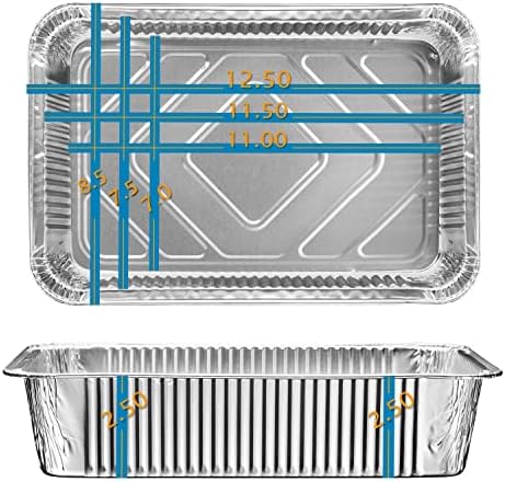 Diplastible Oblong Disposable Aluminum Pans with Lids - 100 Pack - 11x7x3 in 8-lb Pan with Foil Covers Perfect for Baking Cooking Food and Storage Container - Image 2