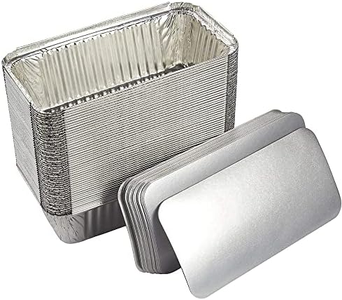 10 Pack Aluminium Foil Trays with Lids Containers Strong and Large Tin Foil Food Take Away Container Disposable Food Take Out Box with Lid|0.75 Litre |, Silver by HomeSmith