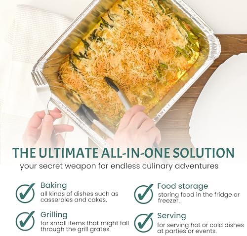 Full Size Large Aluminum Foil Pans (20 Pack) - Full Size Large 21x13 Tin Foil Pans with High Heat Conductivity - Disposable Cookware For Baking, Grilling, Cooking, Storing, Prepping - Image 3