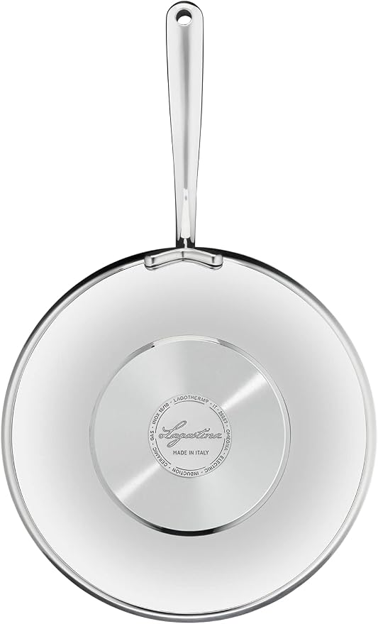 Lagostina Emozione Wok Salter + Lid with Cherry Insert, Suitable for Induction, Stainless Steel 18/10 and Wood, Diameter 26 cm - Image 3
