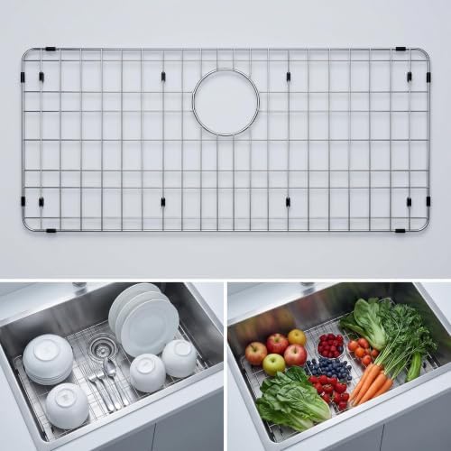 Kitchen Sink Grid, Stainless Steel Sink Protectors Grate for Bottom of Kitchen Sinks, 27-1/2" x 13-1/2" with Rear Drain for Single Bowl Sinks - Image 6