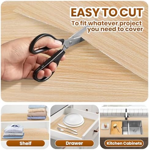Drawer Shelf Liner for Kitchen Cabinets Non-Adhesive, Non Slip Shelf Paper Waterproof Thickened Cabinet Liners for Shelves, Strong Grip Mats for Cupboard, Dresser, Pantry, Wood-Grain, 23.6 in x 20 FT - Image 5